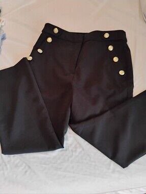 INC International Concepts Black Women's Trousers with Gold Accent Buttons